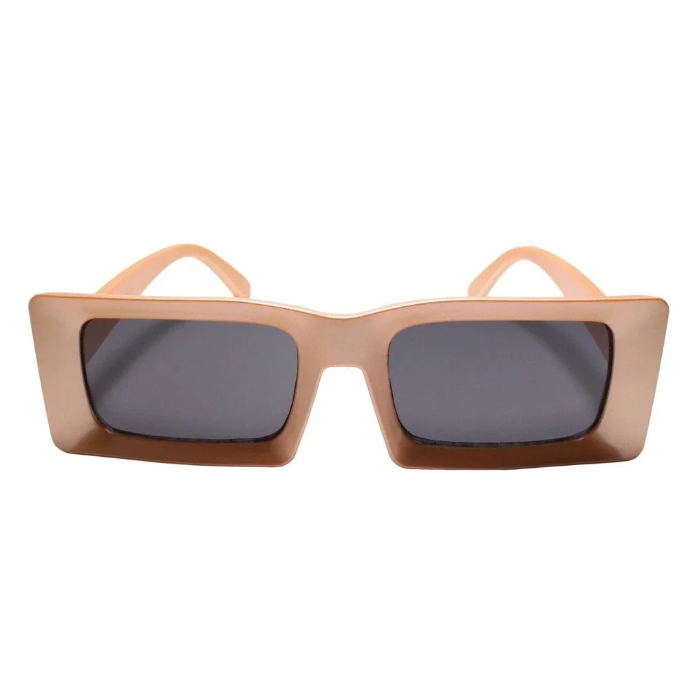 Rectangle Sunglasses Brown Frame 90’s Vintage Fashion Narrow Square Frame